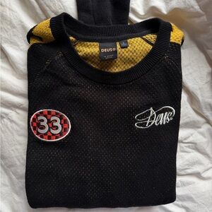 COOL: Men's Black and Yellow Deus Sweater